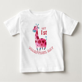 Camiseta Para Bebê Minha primeira menina Dia de os namorados Girafa