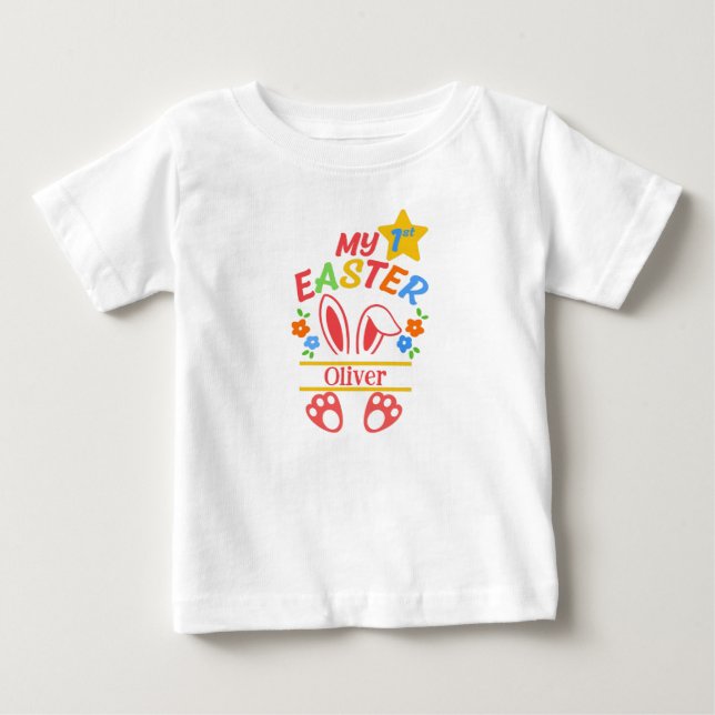 Camiseta Para Bebê Minha Primeira Páscoa (Frente)