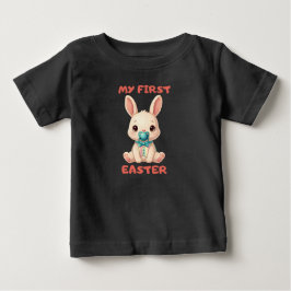 Camiseta Para Bebê Minha Primeira Páscoa – Coelhinho fofo com chupeta