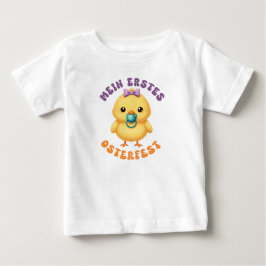 Camiseta Para Bebê Minha primeira Páscoa - Doce pintinho com chupeta