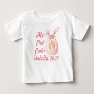 Camiseta Para Bebê Minha Primeira Páscoa Religiosa Jesus Coelhinha