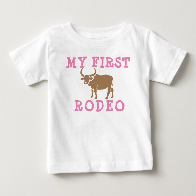 Camiseta Para Bebê Minha Primeira Rapariga de Aniversário do Rodeo 1r (Frente)