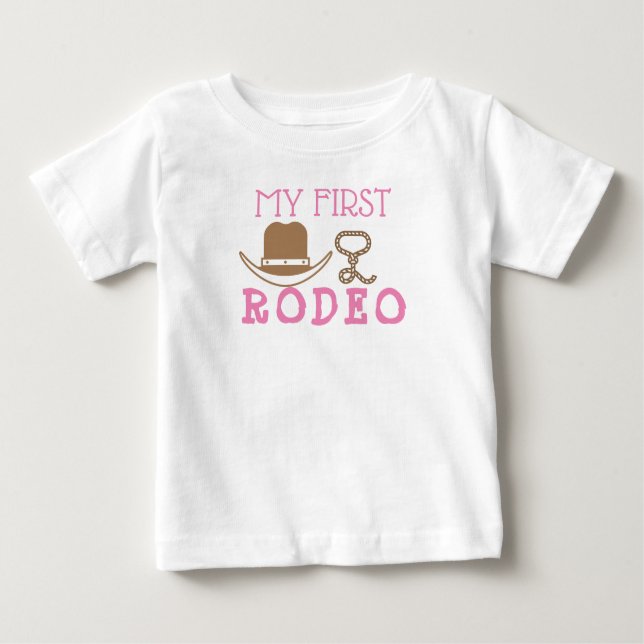 Camiseta Para Bebê Minha Primeira Rapariga de Aniversário do Rodeo 1r (Frente)