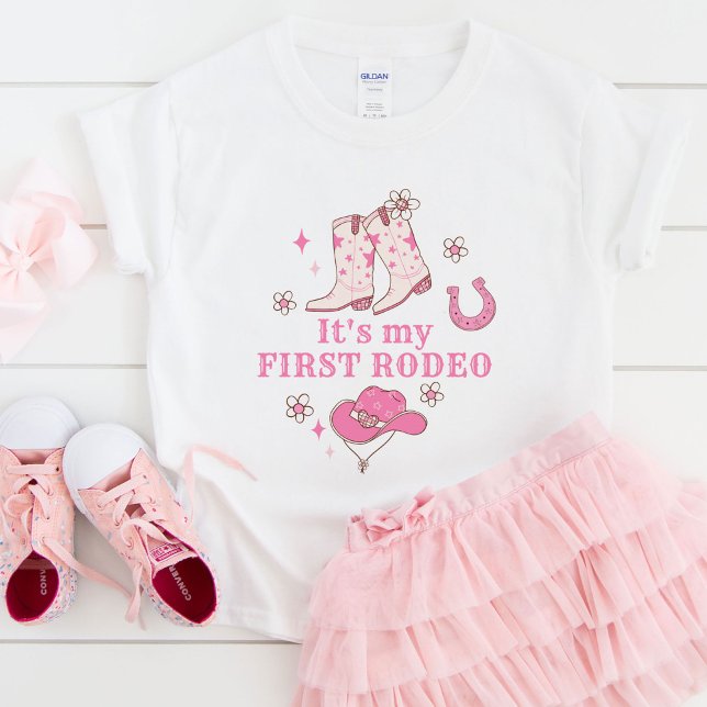 Camiseta Para Bebê Minha Primeira Vaquejada Ocidental de 1º Aniversár (Criador carregado)