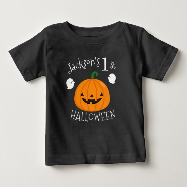 Camiseta Para Bebê Minha Pumpkin Fantasma 1rua de Halloween Personali (Frente)