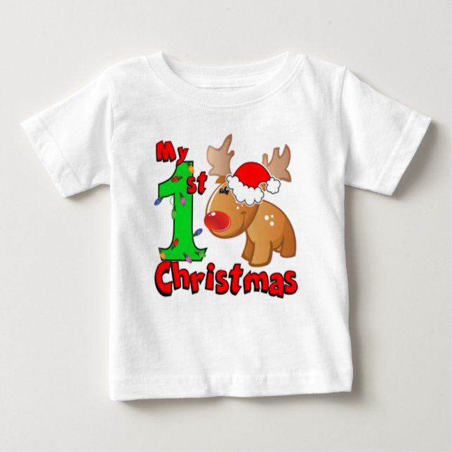 Camiseta Para Bebê Minha Reindeer de Natal de 1rua (Frente)