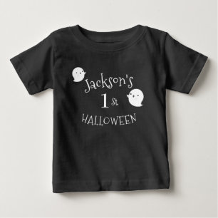 Camiseta Para Bebê Minha rua de Halloween Black & White Personalizada