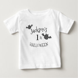 Camiseta Para Bebê Minha rua de Halloween Black & White Personalizada