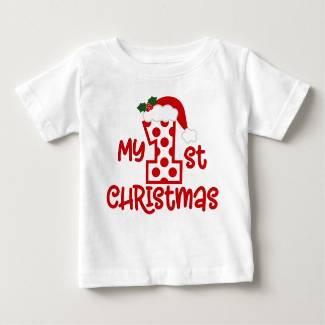 Camiseta Para Bebê Minha rua de natal, Bolinhas moderna e bonita, San (Frente)