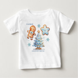Camiseta Para Bebê Minha rua de Natal Garoto Neve