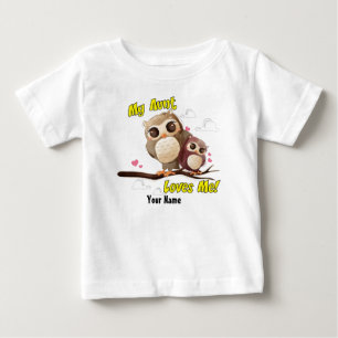 Camiseta Para Bebê Minha tia Amor Me Coruja