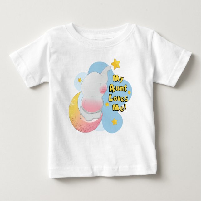 Camiseta Para Bebê Minha tia Amor Me Elefante (Frente)