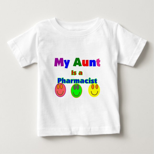 Camiseta Para Bebê "Minha tia é farmacêutica" Crianças Presentes (Frente)