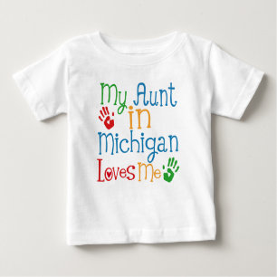 Camiseta Para Bebê Minha tia em Michigan me ama