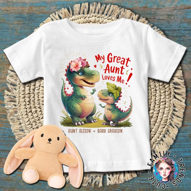Camiseta Para Bebê Minha Tia Excelente Me Ama Dinossauro (Criador carregado)