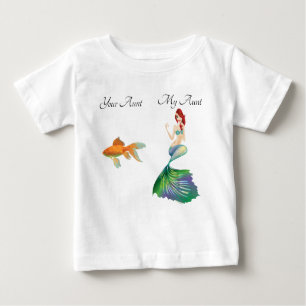 Camiseta Para Bebê Minha tia Goldfish Sereia Engraçada Todd