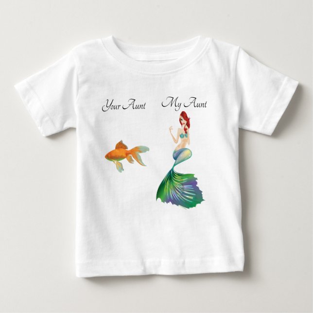 Camiseta Para Bebê Minha tia Goldfish Sereia Engraçada Todd (Frente)