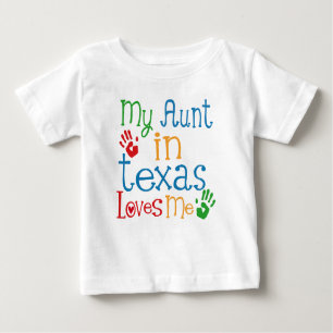 Camiseta Para Bebê Minha tia no Texas me ama