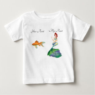 Camiseta Para Bebê Minha Tia Peixe Dourado Sereia Divertida Fofa Cria