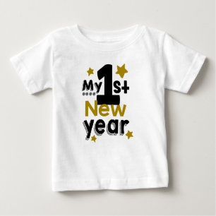 Camiseta Para Bebê Minhas Estrelas Douradas do Ano Novo
