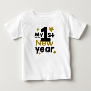 Camiseta Para Bebê Minhas Estrelas Modernas Douradas de 1rua Ano Novo