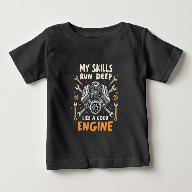 Camiseta Para Bebê Minhas habilidades funcionam profundamente como um (Frente)