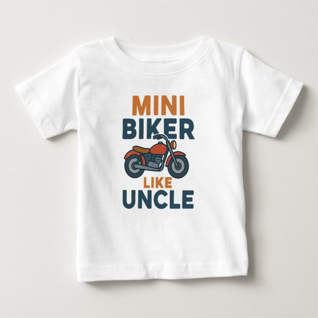 Camiseta Para Bebê Mini Biker Como Tio Legal Motocicleta (Frente)
