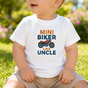 Camiseta Para Bebê Mini Biker Como Tio Legal Motocicleta