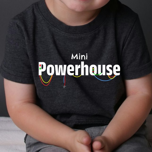 Camiseta Para Bebê Mini Tiny Baby Powerhouse | T-Shirt Engraçado | DP (funny t shirts for kids | humor t shirt for baby | swag t shirt | black t shirt minimal colorful )