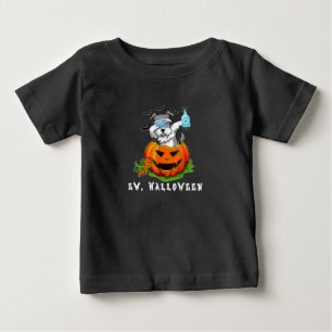 Camiseta Para Bebê Miniatura Schnauzer Ew Halloween Pumpkin Washing