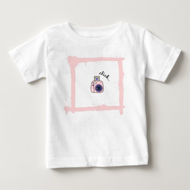Camiseta Para Bebê Minimal Doodle Camera Click Art Design (Frente)