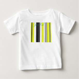 Camiseta Para Bebê Minimalismo Listras Amarelas e Pretas