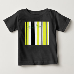 Camiseta Para Bebê Minimalismo - Listras Negras Amarelas