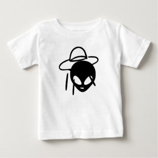 Camiseta Para Bebê Minimalista Alienígena Preto