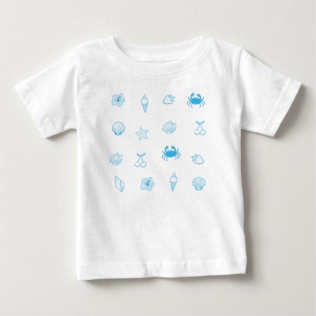 Camiseta Para Bebê Minimalista Praia Grega (Frente)