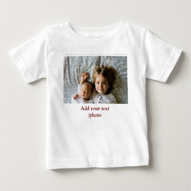 Camiseta Para Bebê Mínimo simples ADICIONE O TEXTO FOTOGRÁFICO      C (Frente)