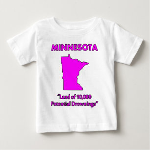 Camiseta Para Bebê Minnesota - Terra de 10.000 Afogamentos Potenciais