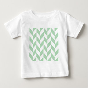 Camiseta Para Bebê Mint Green Herringbone Pattern
