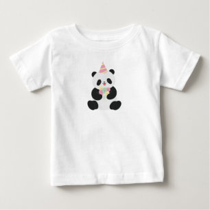 Camiseta Para Bebê Mint & Pink - design de Panda