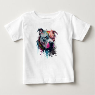 Camiseta Para Bebê Mirada seria + corazón amável: pitbull