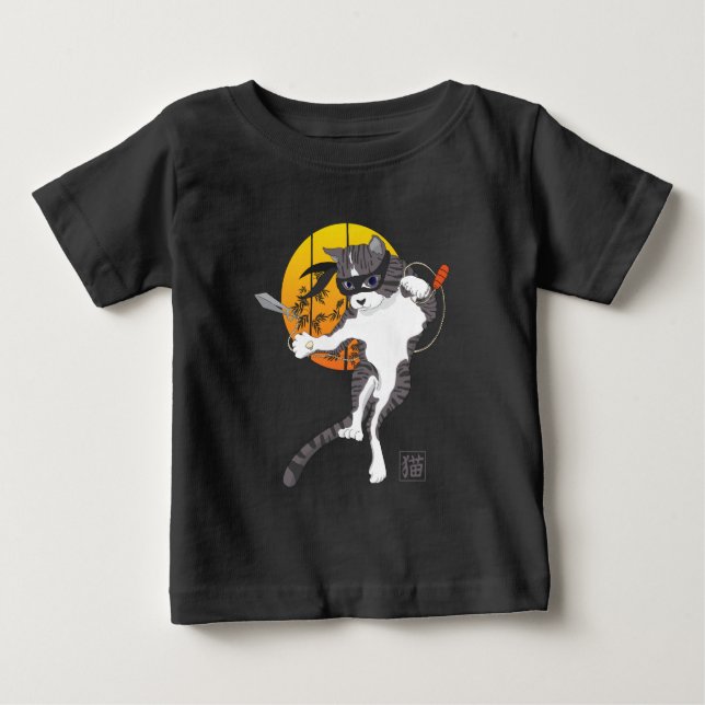 Camiseta Para Bebê Missão da Lua de cheio: Cat Ninja (Frente)