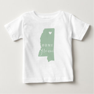 Camiseta Para Bebê Mississipi - Início Mapa de Estado de Cores Edit