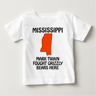 Camiseta Para Bebê Mississippi - Mark Twain Lutou Contra Ursos Grizzl