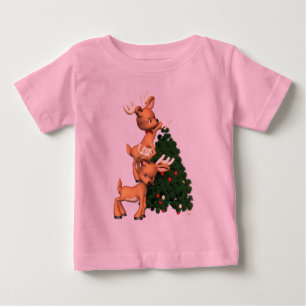 Camiseta Para Bebê Miúdos da camisola da rena do feriado