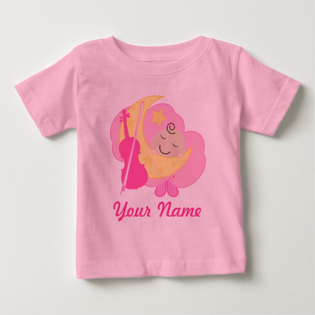 Camiseta Para Bebê Miúdos personalizados música do violino (Frente)