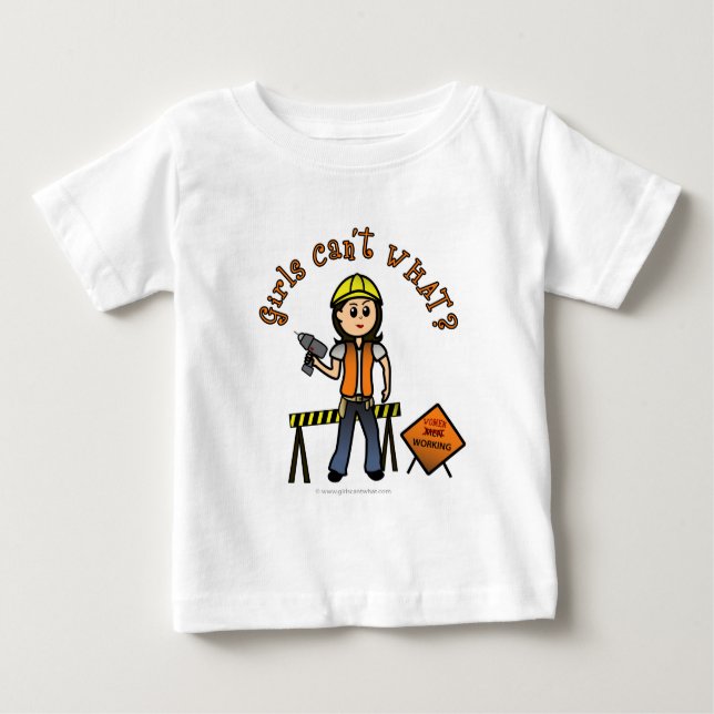 Camiseta Para Bebê Moça de Construção Leve (Frente)