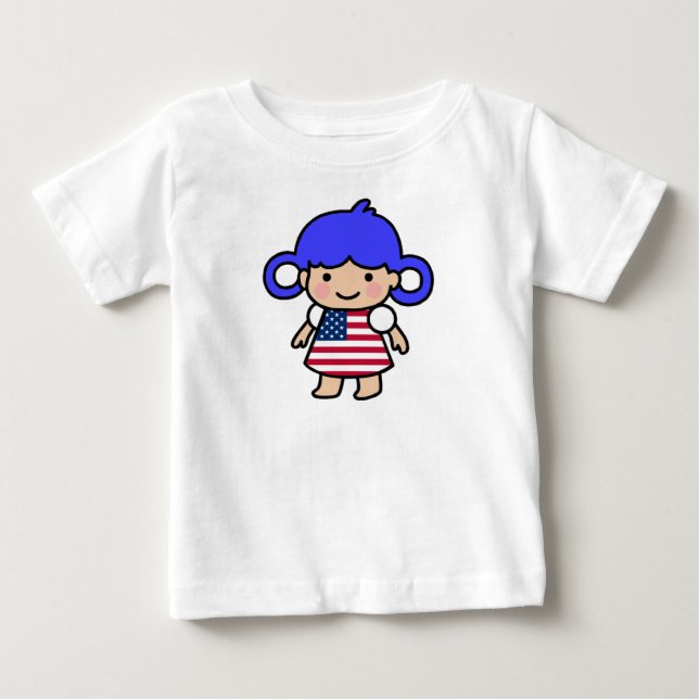 Camiseta Para Bebê Moça dos EUA (Frente)