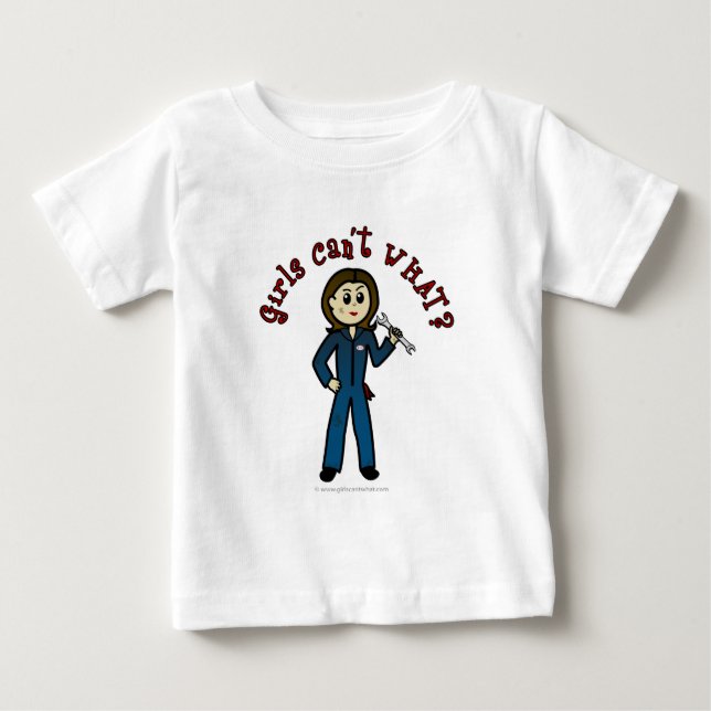 Camiseta Para Bebê Moça Mecânica Leve (Frente)