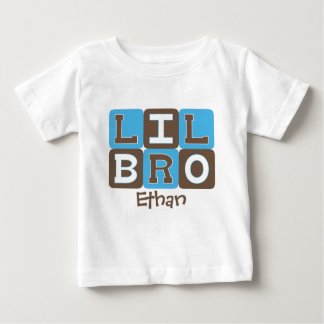Camiseta Para Bebê MOD Bloqueia Lil Bro - Azul e Marrom Personalizado
