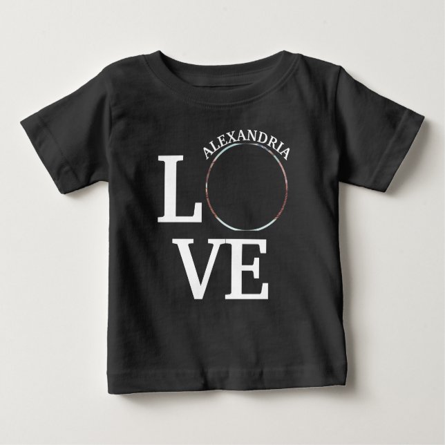 Camiseta Para Bebê Modelo de foto de amor personalizado moderno (Frente)